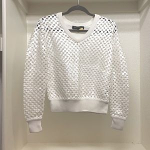 White sequinned Juicy Couture top
